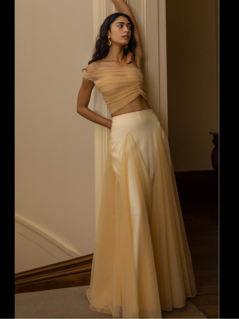 ARCINA ORA Sheer Champagne Organza Set NWT small